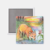 Fox Drinks von Riverside Magnet (Vorderseite/Rückseite)