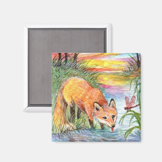 Fox Drinks von Riverside Magnet (Vorderseite/Rückseite)