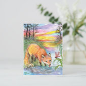 Fox Drinks von Riverside Postkarte (Stehend Vorderseite)