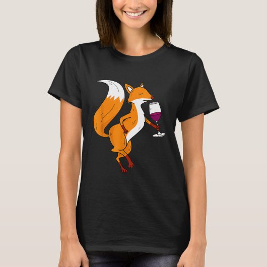 Fox Drinks Wein Shirt Cocktail Funny Drun (Vorderseite)