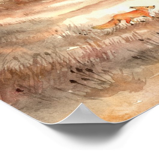 Fox durch das Feld Poster (Ecke)