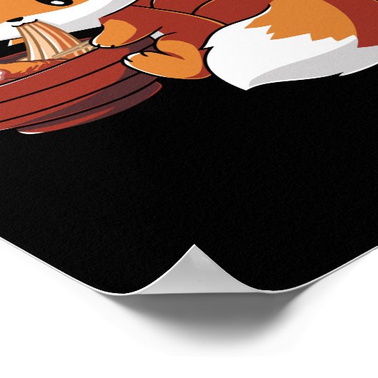 Fox Eating Ramen Ramen Noodle Lovers Fox Themed Poster (Ecke)