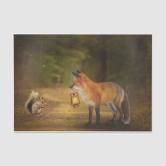 Fox-Eichhörnchen-Herbstwald Seidenpapier (Vorderseite)