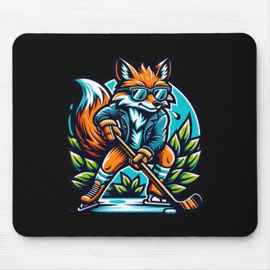 Fox Eishockey Cooler Stil Shades Mousepad (Vorne)