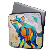 Fox Expressive abstrakte Tierkunst Laptopschutzhülle (Vorderseite Links)