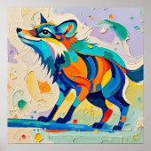 Fox Expressive abstrakte Tierkunst Poster (Vorne)