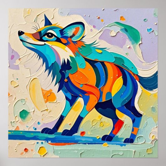 Fox Expressive abstrakte Tierkunst Poster (Vorne)