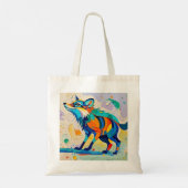 Fox Expressive abstrakte Tierkunst Tragetasche (Rückseite)