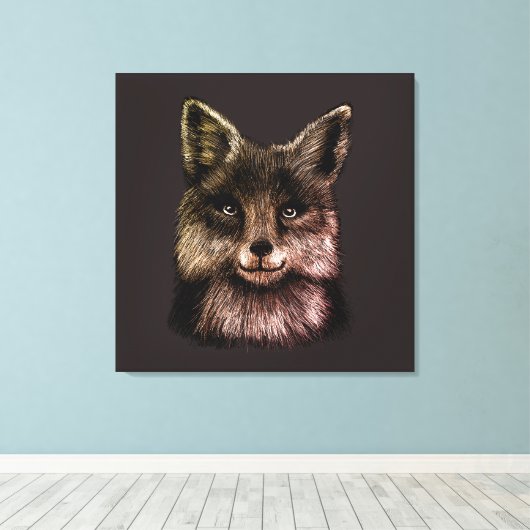 Fox-Face-Holzwand-Kunst Leinwanddruck (Insitu (Holzboden))