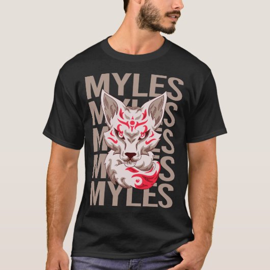 Fox Face - Myles Name T-Shirt (Vorderseite)