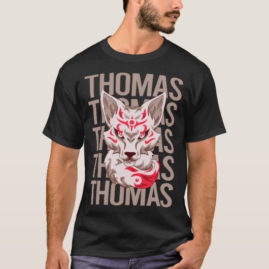 Fox Face - Thomas Name T-Shirt (Vorderseite)