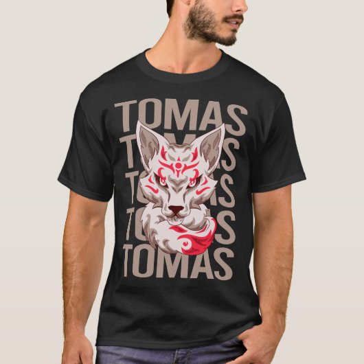 Fox Face - Tomas Name T-Shirt (Vorderseite)