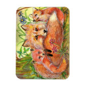 Fox-Familie im Wald Magnet (Vertikal)