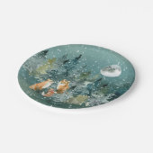 Fox Familie in Forest Full Moon Schneefall Urlaub Pappteller (Schrägansicht)