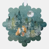 Fox Familie in Forest Full Moon Schneefall Weihnac Ornament Karte (Vorderseite)