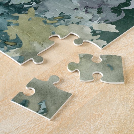 Fox-Familie in Forest Full Moon Wasserfarbe Puzzle (Seite)