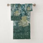 Fox-Familie in Forest Vollmond-Schneefall Badhandtuch Set (Insitu)