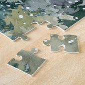 Fox-Familie in Forest Vollmond-Schneefall Puzzle (Seite)