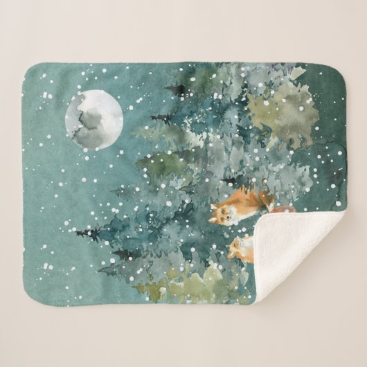 Fox-Familie in Forest Vollmond-Schneefall Sherpadecke (Vorderseite (Horizontal))
