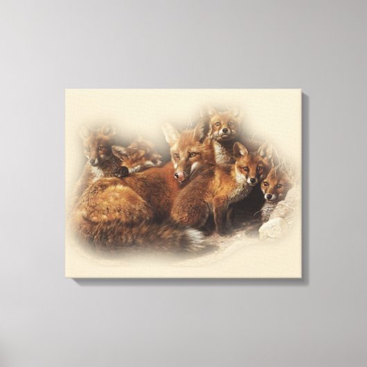 Fox-Familie Leinwanddruck (Vorderseite)