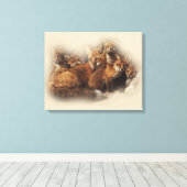 Fox-Familie Leinwanddruck (Insitu (Holzboden))