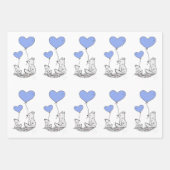 Fox-Familie mit Blue Heart Balloons Geschenkpapier Set (Vorderseite 2)