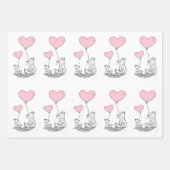 Fox-Familie mit rosa Herzblasen Geschenkpapier Set (Vorderseite)