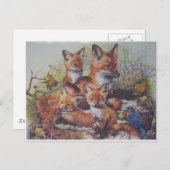 Fox-Familie Postkarte (Vorne/Hinten)