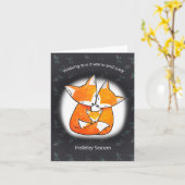 Fox Familie von drei warmen & gemütlichen Weihnach Karte (Gelbe Blume)