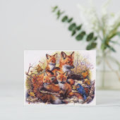 Fox-Familien-Porträt Postkarte (Stehend Vorderseite)