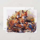 Fox-Familien-Porträt Postkarte (Vorne/Hinten)