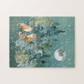 Fox Familienwald Vollmond Schneefall Puzzle (Horizontal)