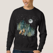 Fox Familienwald Vollmond Schneefall Sweatshirt (Vorderseite)