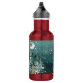 Fox Familienwald Vollmond Schneefall Urlaub Klein Edelstahlflasche (Rechts)