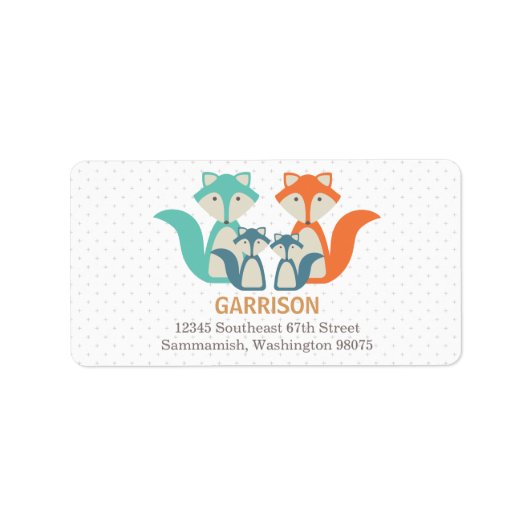 Fox Family Address Label mit 4 Fox Adressaufkleber (Vorne)