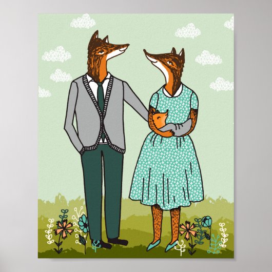 Fox Family Art Print Poster (Vorne)