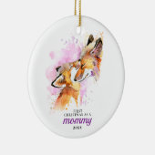 Fox Family First Christmas As A Mommy Personalized Keramik Ornament (Rechts)