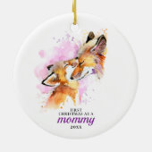 Fox Family First Christmas As A Mommy Personalized Keramik Ornament (Hinten)