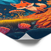 Fox Fantasy Animal Forest Illustration Poster (Ecke)