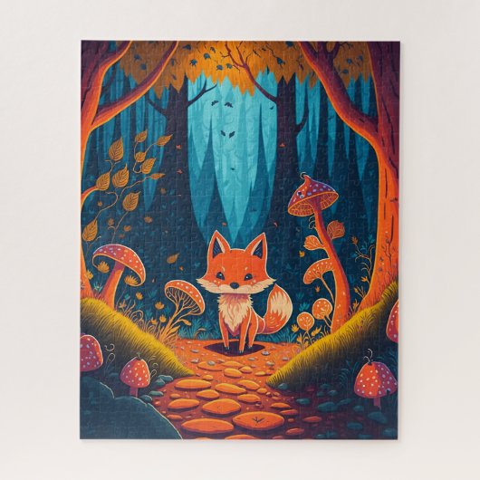 Fox Fantasy Animal Forest Illustration Puzzle (Vertikal)