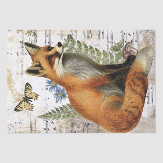 Fox Fern Butterfly Musik Gold Enttäuschung Idee Seidenpapier (Vorderseite)