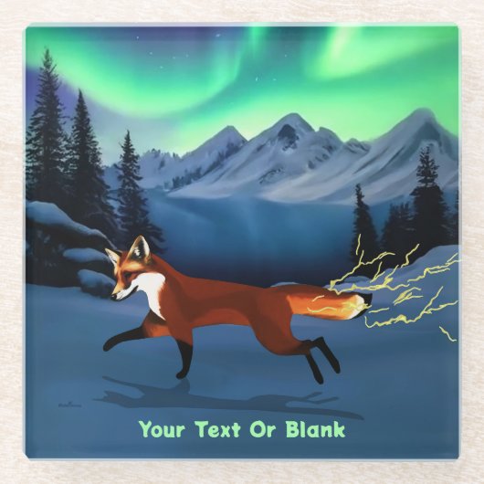 Fox Fire - Northern Lights Glasuntersetzer (Vorderseite)