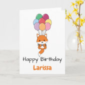 Fox fliegt mit farbenfroher Balloons-Karte auf. Karte (Gelbe Blume)