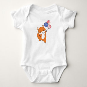 Fox Flies Balloons Usa über Niedliche Tiere Füchse Baby Strampler