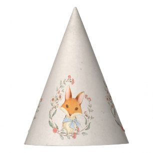 Fox Floral Hand Drawn Geburtstag Minimalistisch Partyhütchen