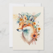 Fox Flower Crown Watercolor Einladung (Rückseite)