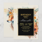 Fox Flower Crown Watercolor Einladung (Vorne/Hinten)