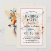 Fox Flower Crown Watercolor                        Einladung (Vorne/Hinten)