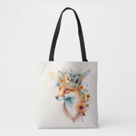 Fox Flower Crown Watercolor Tasche
