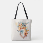 Fox Flower Crown Watercolor                        Tasche (Rückseite)